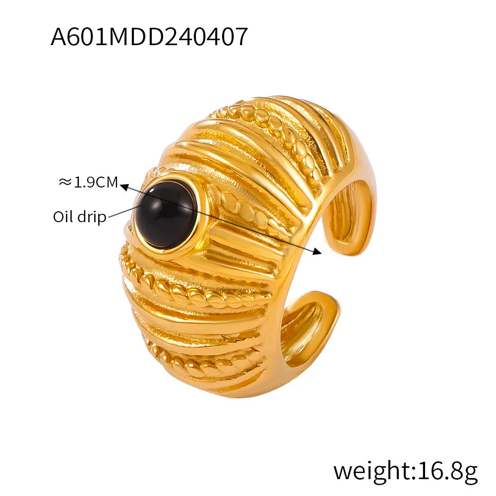 316L Edelstahl Ringe Für Frauen 18K Gold Überzogene Wasserdichte frauen Chunky Ring Goth Goldenen Offenen Ring Luxus Frau schmuck
