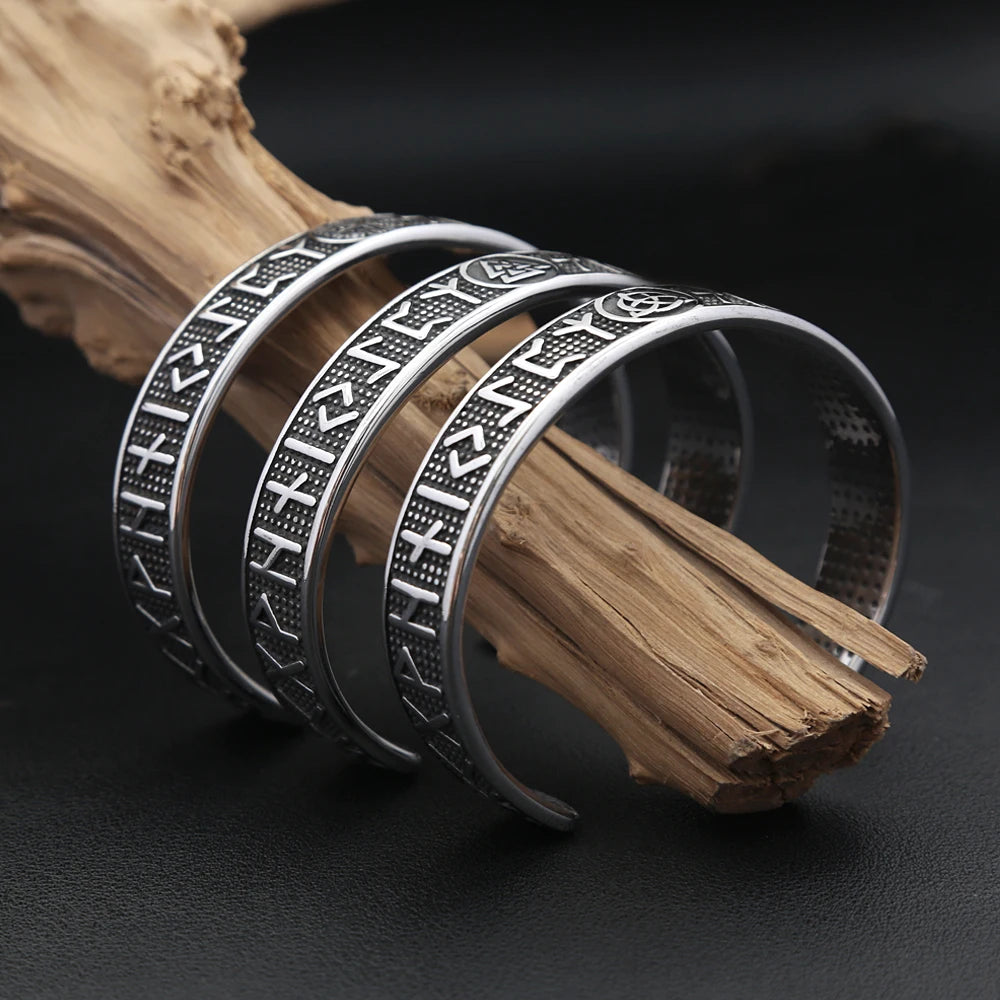 Vintage Nordic Vikings Kompass Armband 316L Edelstahl Viking Runen Manschette Armreifen Für Männer Frauen Mode Amulett Schmuck Geschenk