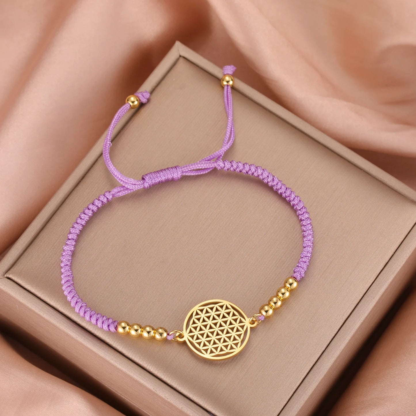 Lucktune Wikinger Blume des Lebens Armband für Frauen Edelstahl Hohl Geometrische Box Kette Handgelenk Armbänder Wicca Schmuck Geschenk