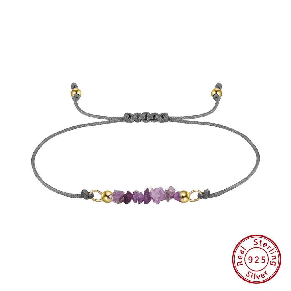 ORSA JEWELS Unregelmäßiges Naturstein-Armband, 100 % 925er Sterlingsilber, Kette für Frauen, heilender handgefertigter Armbandschmuck GMB53