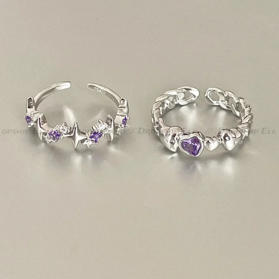Kpop Rosa Zirkon Herz Offener Ring für Frauen Mädchen Luxus Stern Herz Paar Fingerringe Hochzeit Y2K Party Schmuck Geschenk