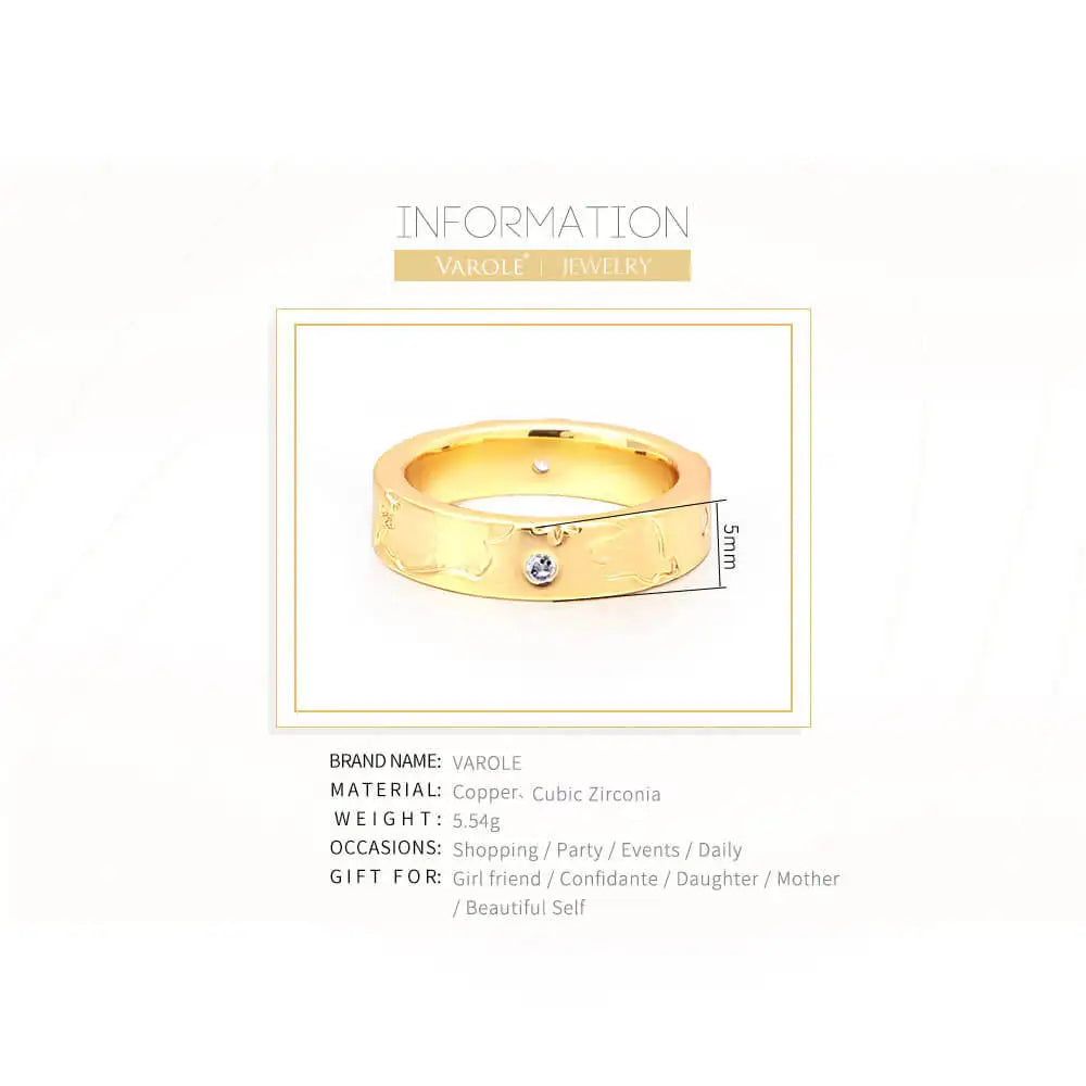 VAROLE Klassische Hochzeit Ringe Für Frauen Gold Farbe Einzigartige Textur Ring Mit CZ Mode Schmuck Party Anillos Mujer