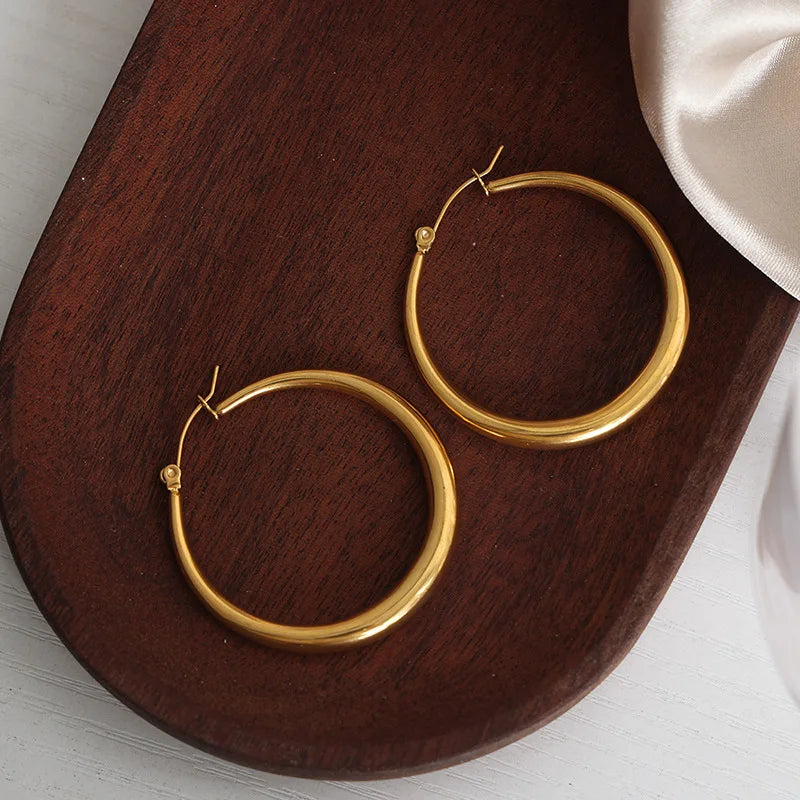 Runde Edelstahl Große Ohrringe für Frauen Hip-Hop Neue Weibliche Creolen Luxus Schmuck Freundin Geschenk Großhandel