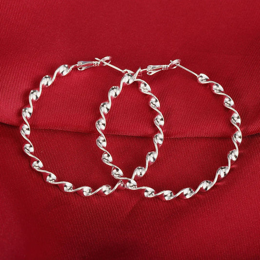 Reine 100 % 925 Sterling Silber 5 cm Creolen für Frau Schöne große Kreis Ohrringe Mode Party Schmuck Weihnachtsgeschenke