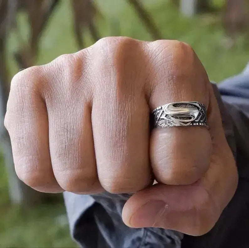 Vintage Superman S Logo Ring Unisex Essen Fingerring Männer Frauen Paar Stil