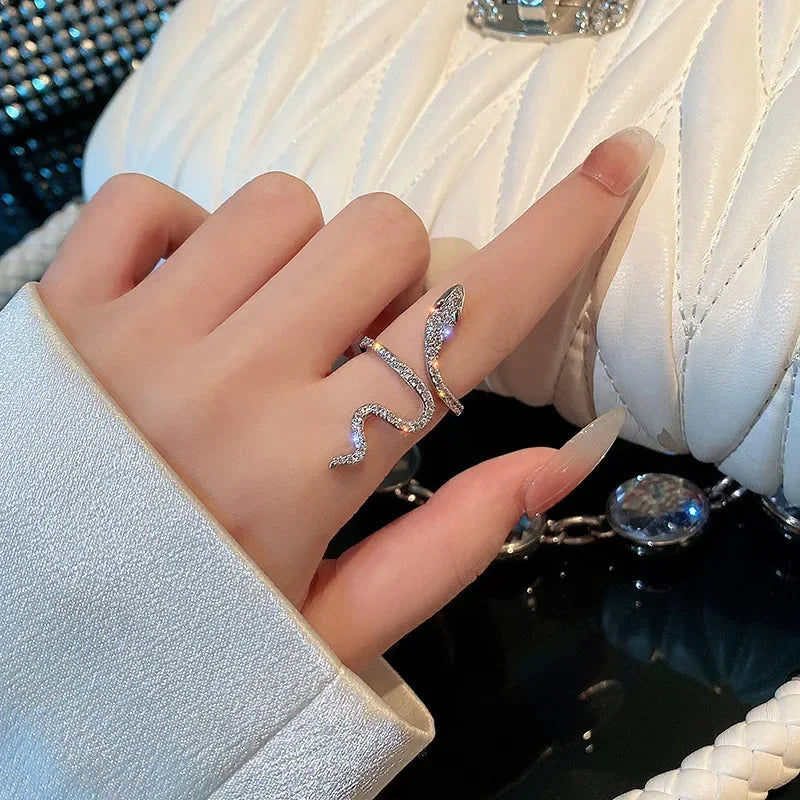 Y2k Unregelmäßige Offene Ringe Kristall Herz Bogen Schlange Finger Ringe für Frauen Mädchen Kpop Süße Trendy Ästhetischen Schmuck Geschenk Großhandel