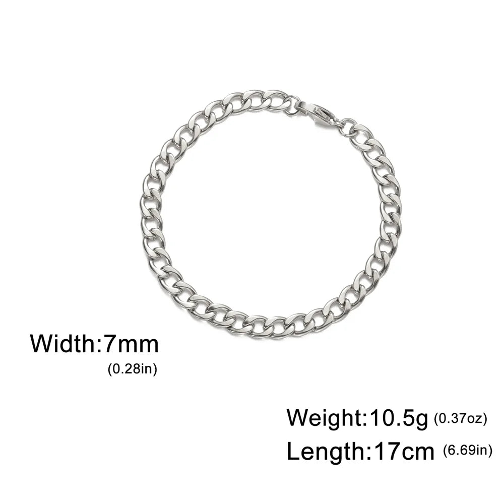 My Shape Mode kubanische Kette Männer Armband Edelstahl 3//9mm Breite Kette Armbänder Figaro Kette Junge Handgelenk Schmuck Paar