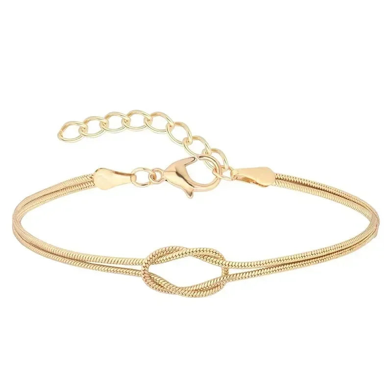 Lats einfache Metall handgemachte Knoten Paar Armband für Frauen Männer Gold Silber Farbe Valentinstag Modeschmuck Geschenke