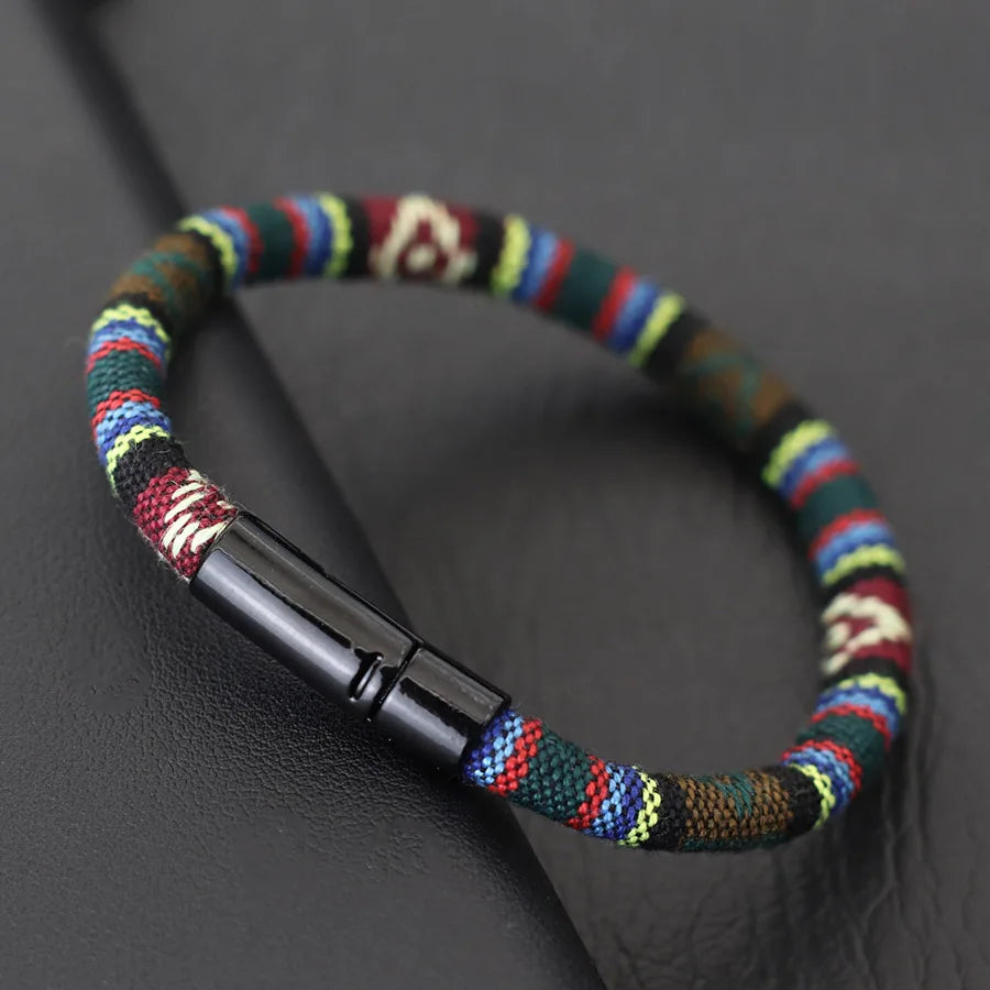 Bohemian Seil Armband Für Männer Doppel Versicherung Schnalle 6mm Stoff Armband Strand Surfen Casual Zubehör Wrap Pulseria Hombre