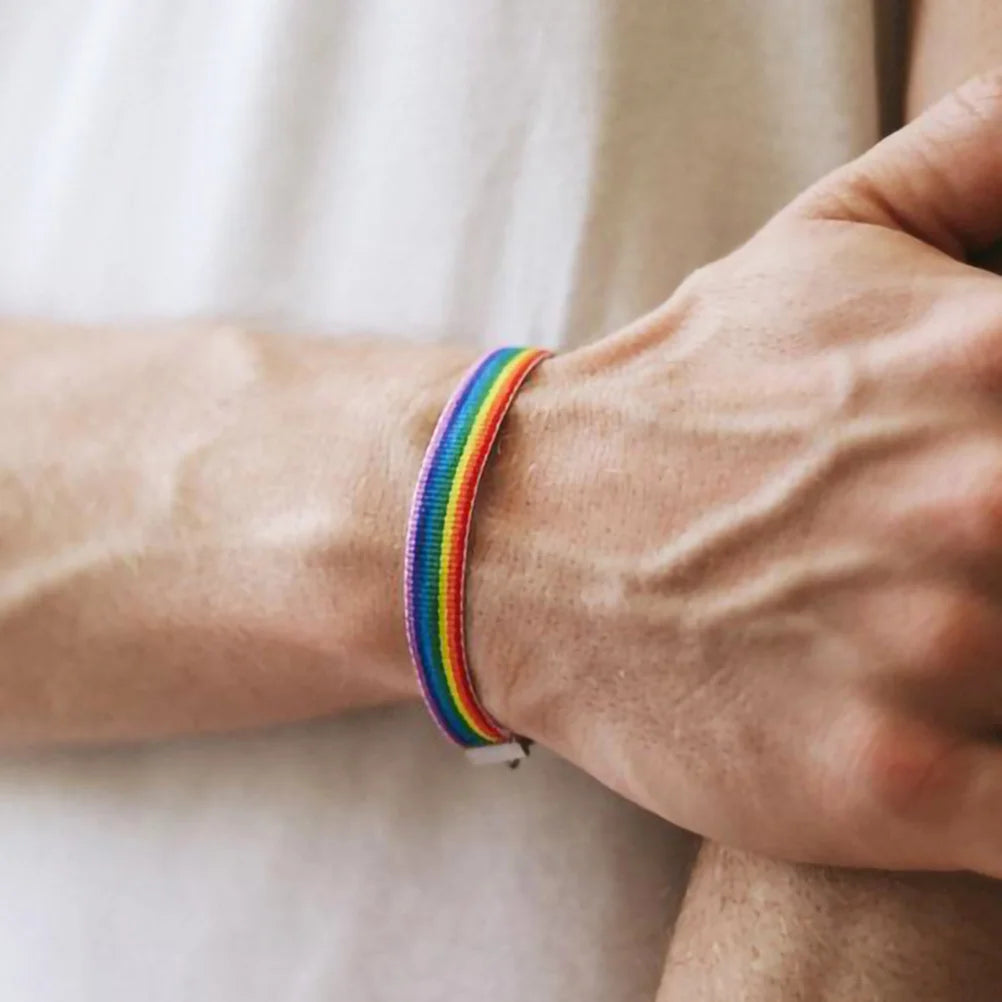 2 Stück Rainbow Pride Armband Armband Seil gewebt Freundschaft für Männer LGBTQ Ursache Unterstützung Partys Unisex Trendy