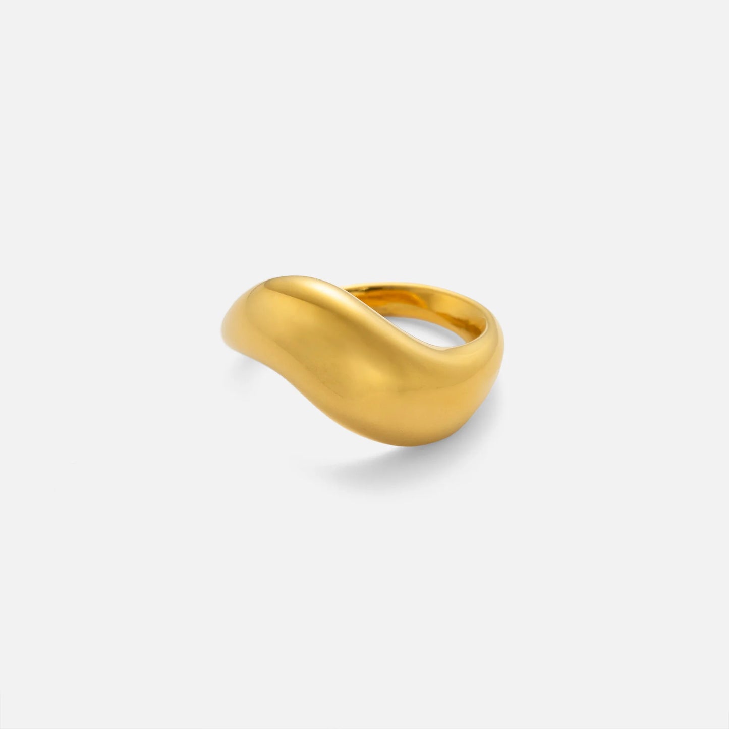 DASEIN Neuer minimalistischer, hochwertiger, gewellter, zierlicher Ring, 18 Karat PVD-vergoldeter Edelstahl, Laufsteg-Show-Schmuck, Paarringe
