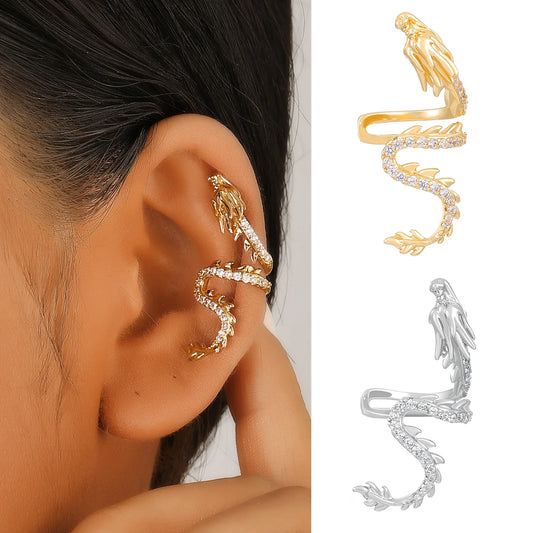 1 stücke Vintage China Loong Drachen eine Seite Ohr Knorpel Clip gefälschte Piercing Ohrring für Frauen Männer Modeschmuck Halloween
