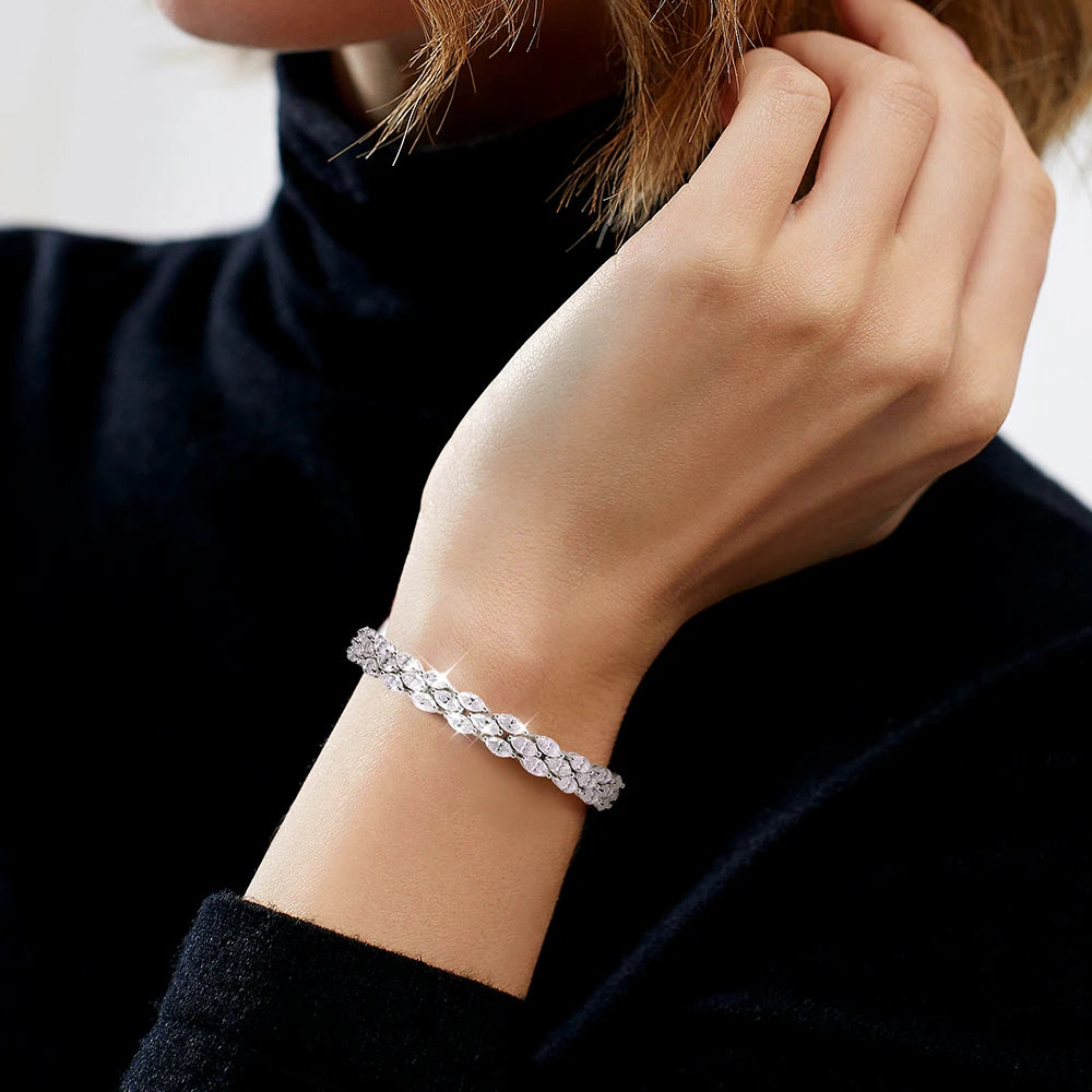 Serenity Marquise Cut D Farbe Moissanit Tennis Armband für Frauen Mann 100 % S925 Sterling Silber Armband vergoldet 18K Handkette