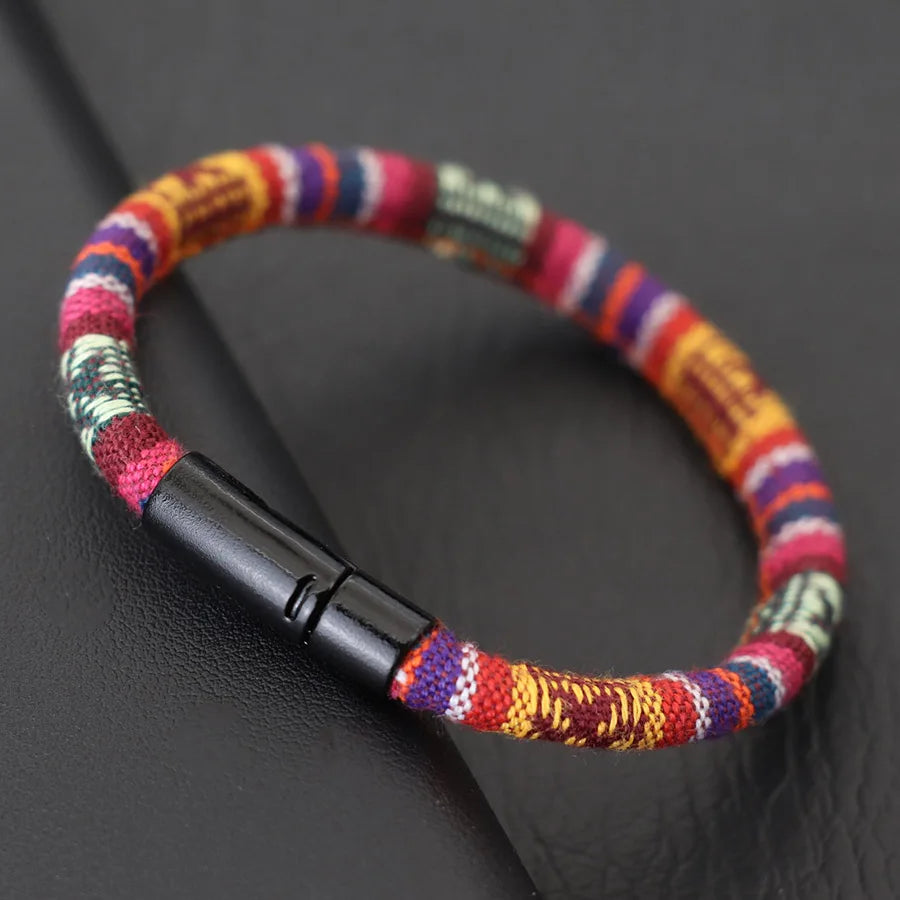 Bohemian Seil Armband Für Männer Doppel Versicherung Schnalle 6mm Stoff Armband Strand Surfen Casual Zubehör Wrap Pulseria Hombre