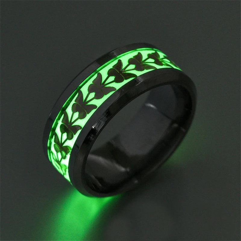 Leuchtender Edelstahl-Liebesherz-Paarring für Paare, EKG, leuchtet im Dunkeln, Herzschlag, fluoreszierende Ringe, Zubehör, Geschenke für Freunde