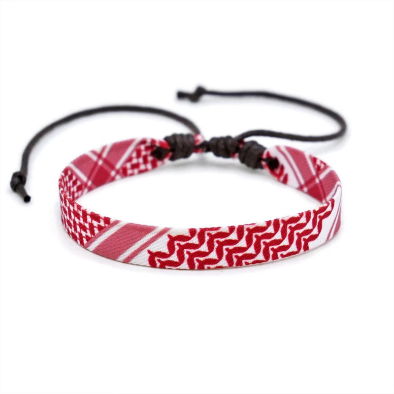 Geometrisches gepunktetes Palästina-Armband für Männer und Frauen, mehrfarbiges Handgeflecht, arabischer Stil, Gaza-Flagge, Schmuckzubehör