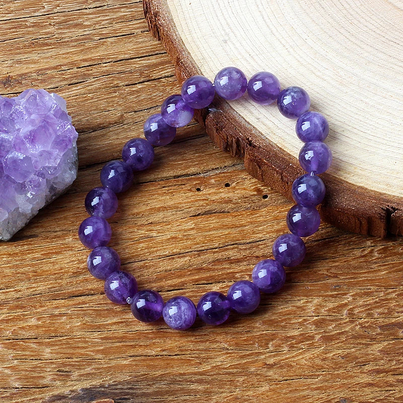 Geniune Amethyst Natur kristall Armband für Frauen Pulsera Amethust Armband aus echten Naturstein perlen Körper reinigung