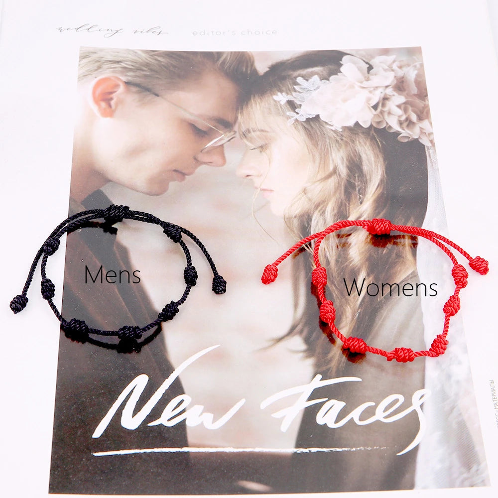 Rote Schnur-Armbänder, verstellbar mit 7 Knoten, viel Glück, rotes Schnur-Armband, Amulett zum Schutz, Freundschaft, Männer, Frauen, Paar, Geschenke