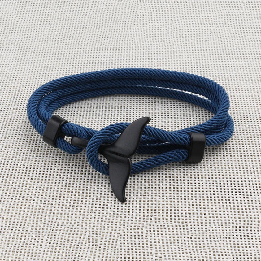 Männlich Multilayer 4mm Milan Seil Viking Armband Charme Whale Tail Armbänder Für Männer Armband Trendy Ozean Tier Fischschwanz schmuck
