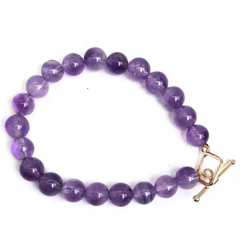 Naturstein 8mm Perlen Armband für Frauen Männer Amethyste Kristall quarze Aquamarin Jades Schmuck Achate quadratische Schnalle Armreif