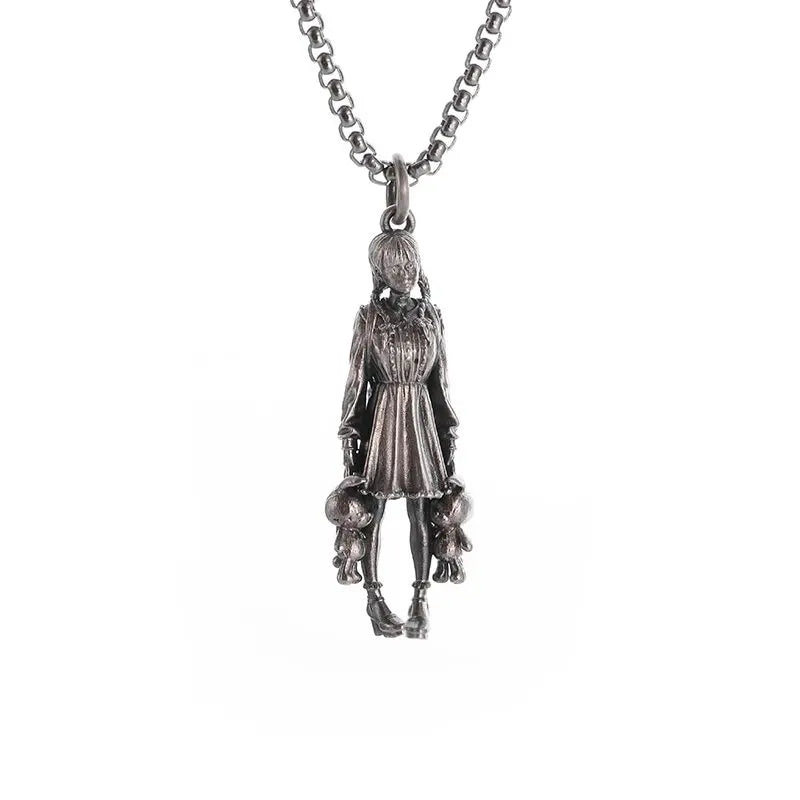 Versilberte Anime Mecha Schönes Mädchen Mädchen Anhänger Halskette Männer und Frauen Hip-Hop Rock Punk Trendy Schmuck Geschenk