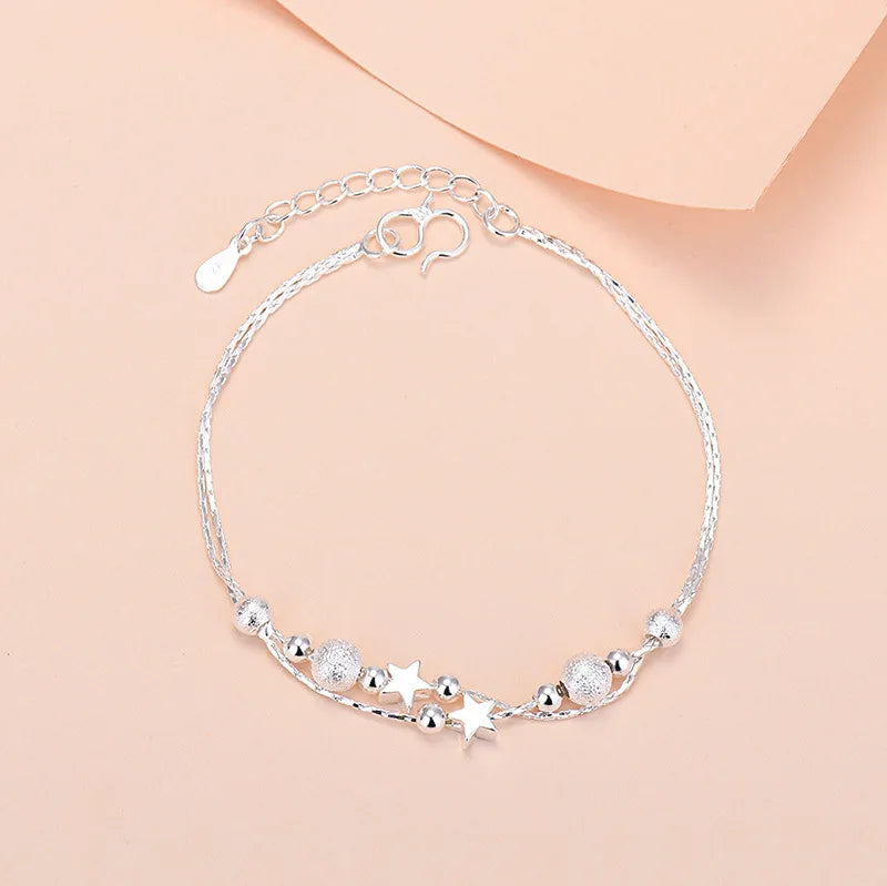 Charm-Armband aus 925er-Sterlingsilber mit Glücksperlen für Damen, Kette, runde Armreifen, modischer Luxus-Qualitätsschmuck, Weihnachtsaccessoires