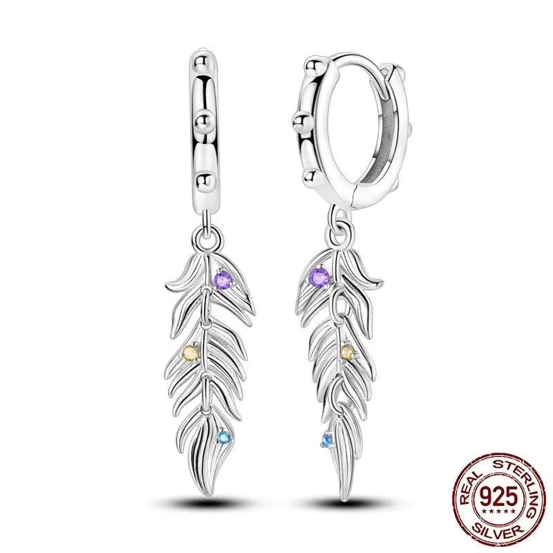 Leuchtende Muschel-Ohrringe für Damen, Original-Ohrringe aus 925er-Sterlingsilber, Pavé-CZ-Stern, Mond, Creolen, Verlobung, Hochzeit, Schmuck