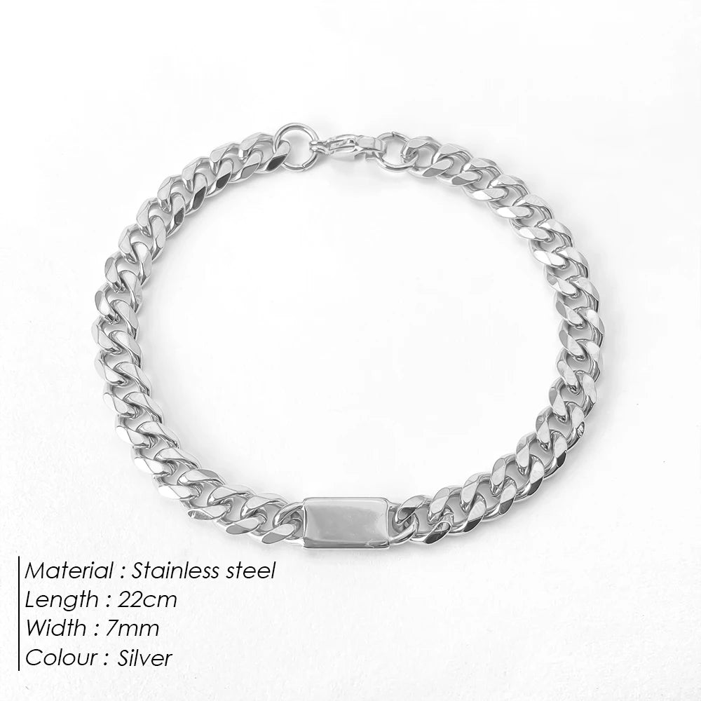 eMancoUnisex Edelstahl Trendy Quadrat Armband Hip-Hop Mode Einfache Kalte Coole Stil Armbänder Hand Schmuck48 Stunden Schiffsm