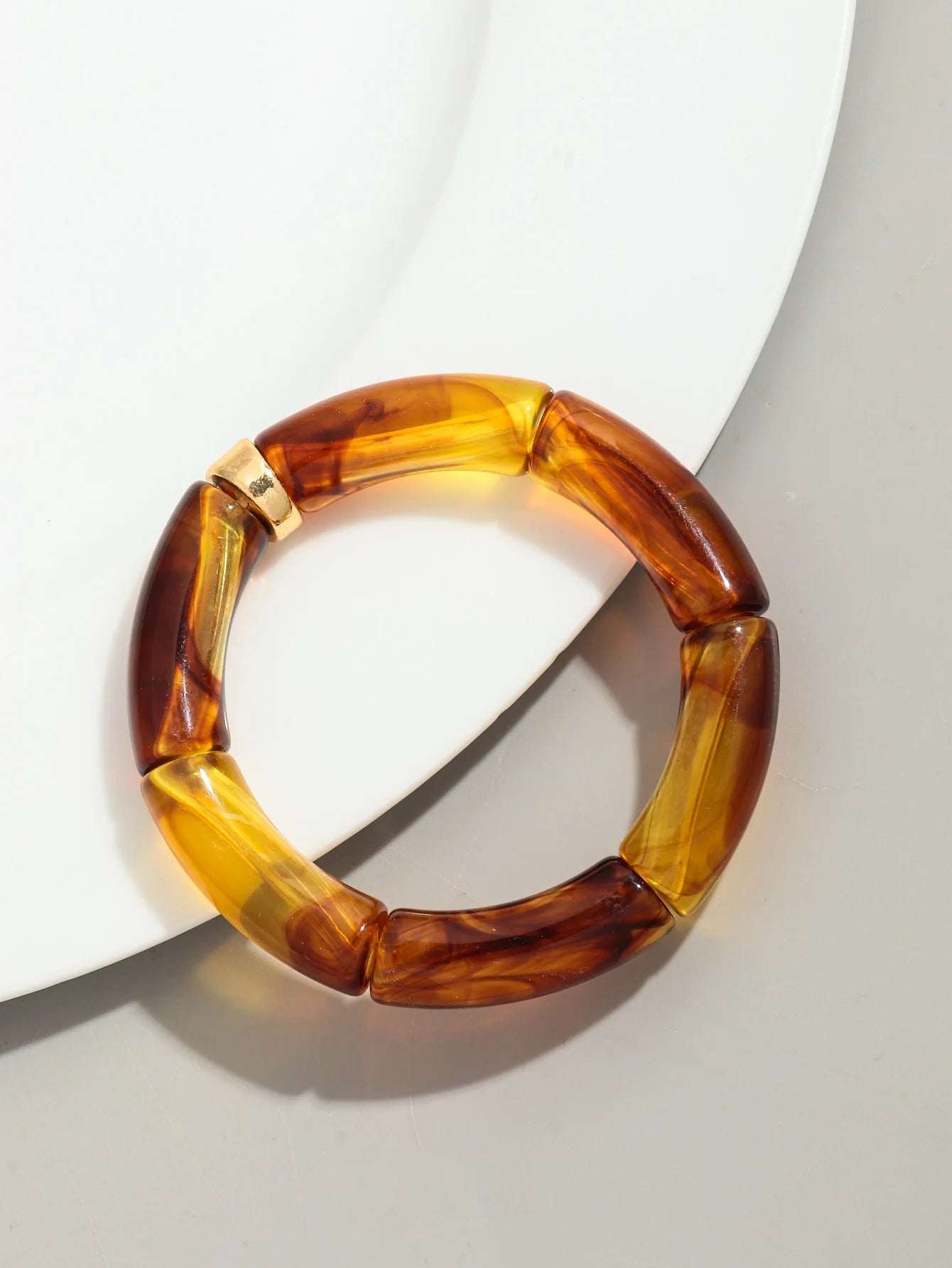 Bohomia Acryl-Design-Stil, klobiges Bambus-Stapelarmband für Damen, Boho, elastisch, bunt, Röhrenperlen, Armbänder 2024, Schmuck