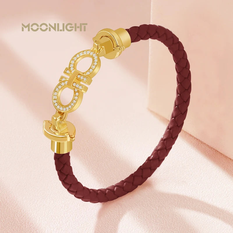Luxuriöses, klassisches Design, rundes Armband für Damen, echtes geflochtenes Lederarmband, Damenschmuck, Geschenk, Modeaccessoires, 9 Farben