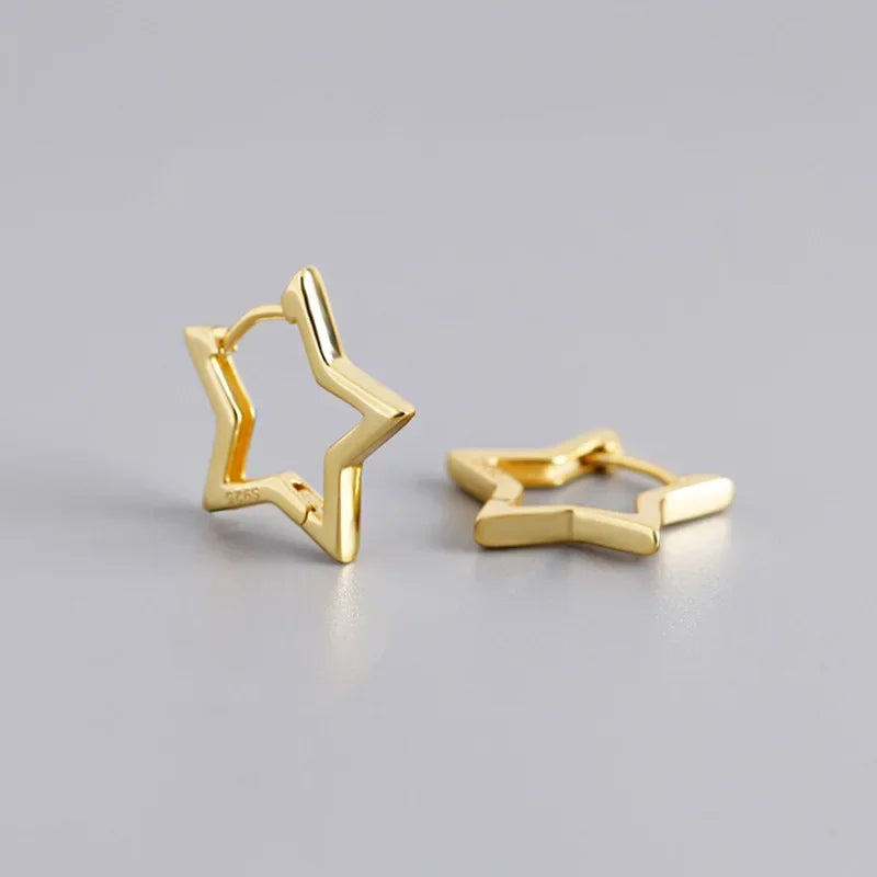 Geometrische Sterne Ohrringe für Frauen Edelstahl Stern Creolen Mädchen Schmuck Geschenk Charme hypoallergene Accessoires