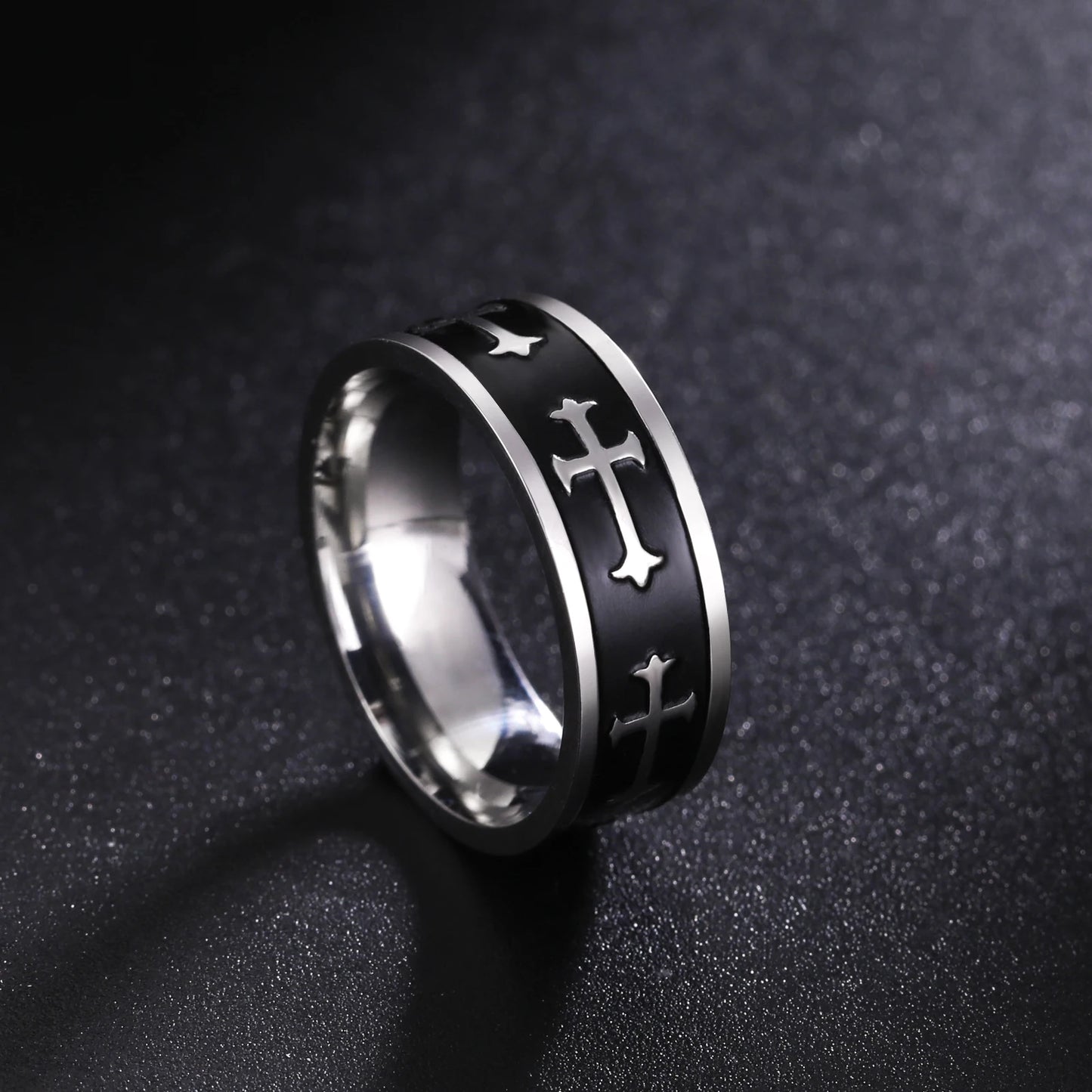 Hipee Trend personal isierte Hip Hop Edelstahl Paar Ringe Kreuz Männer Ring Verlobung Hochzeits geschenk Modeschmuck