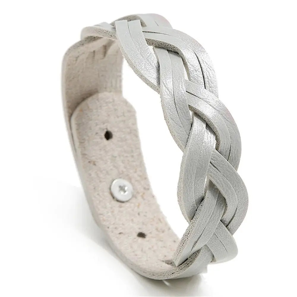 Mode solide geflochtene Twist Leder Armband einfache vielseitige Student Armreifen Punk Snap Armband Schmuck verstellbare Armband