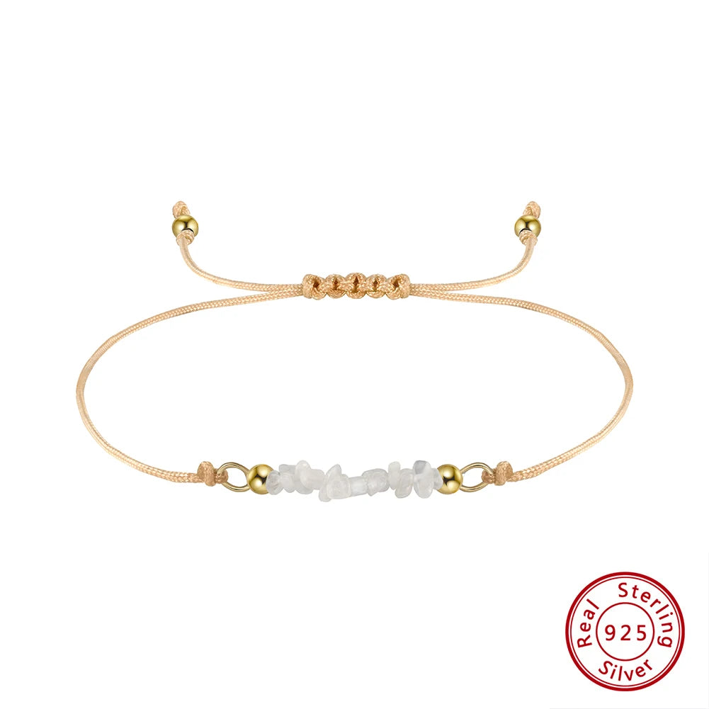 ORSA JEWELS Unregelmäßiges Naturstein-Armband, 100 % 925er Sterlingsilber, Kette für Frauen, heilender handgefertigter Armbandschmuck GMB53