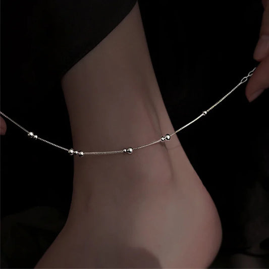 925 Sterling Silber Perle Füße Kette für Frauen neue Mode Knöchel feinen Schmuck Hochzeits feier Geschenke niedlichen Accessoires