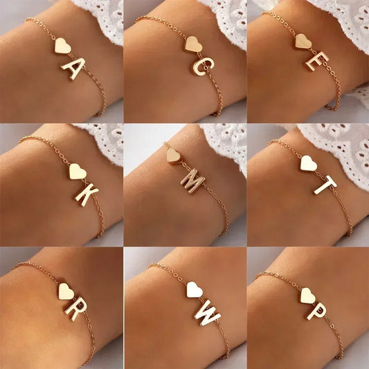 26 englische Anfangsbuchstaben-Armbänder für Liebhaber, Männer und Frauen, 2025, neue einfache DIY-Armbänder mit personalisiertem Namen, Legierung, Schmuck