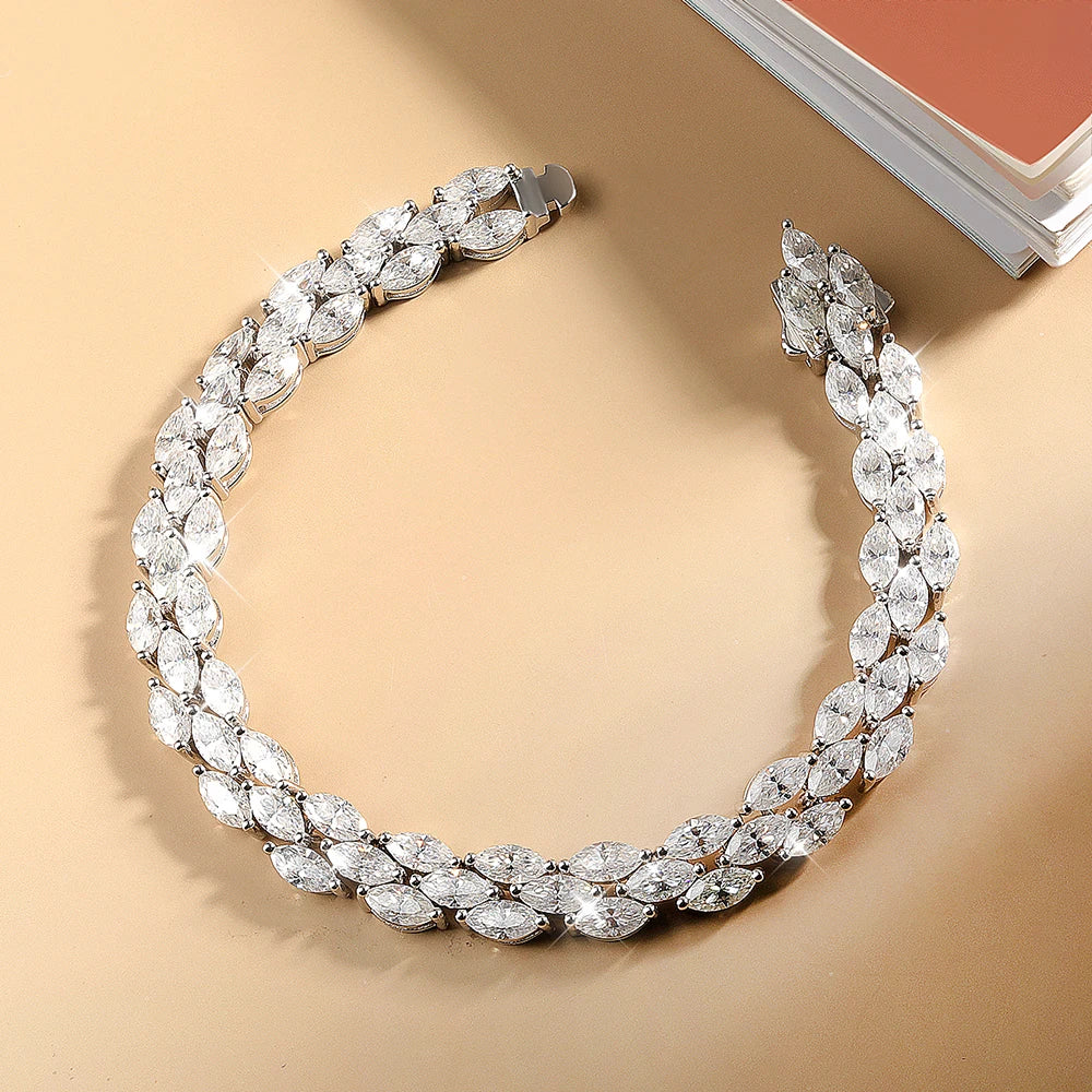 Serenity Marquise Cut D Farbe Moissanit Tennis Armband für Frauen Mann 100 % S925 Sterling Silber Armband vergoldet 18K Handkette