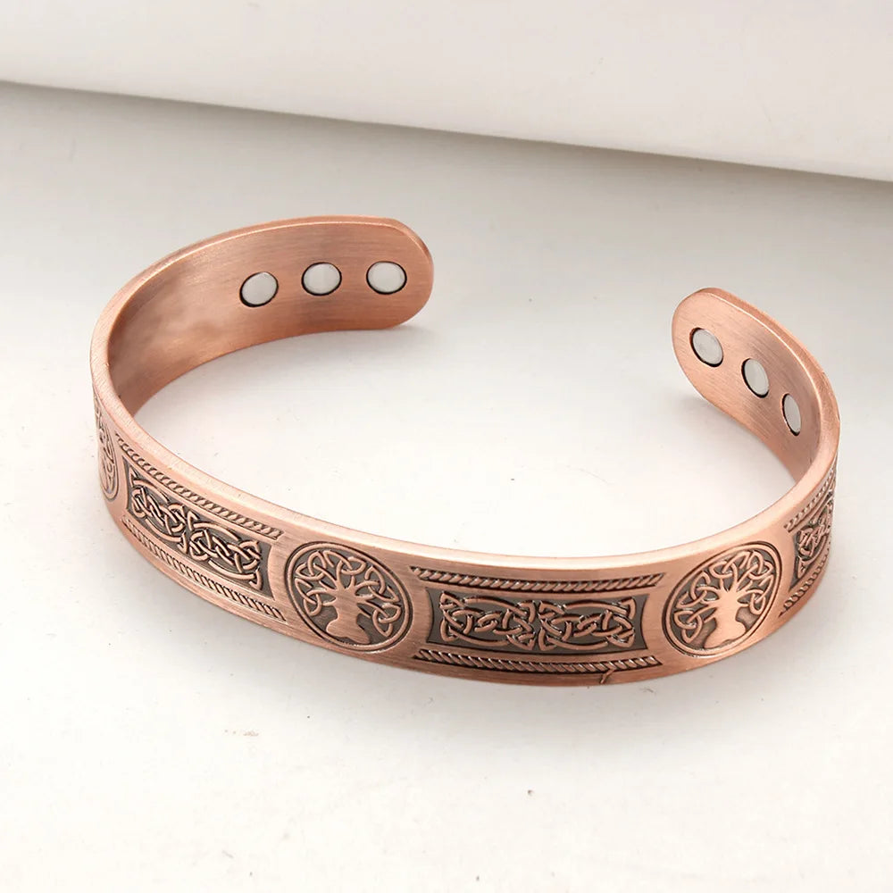 Heißes verkaufendes Magnet-Retro-Armband mit Lebensbaummuster-Anordnung, magnetisches antikes Kupferarmband für Herren