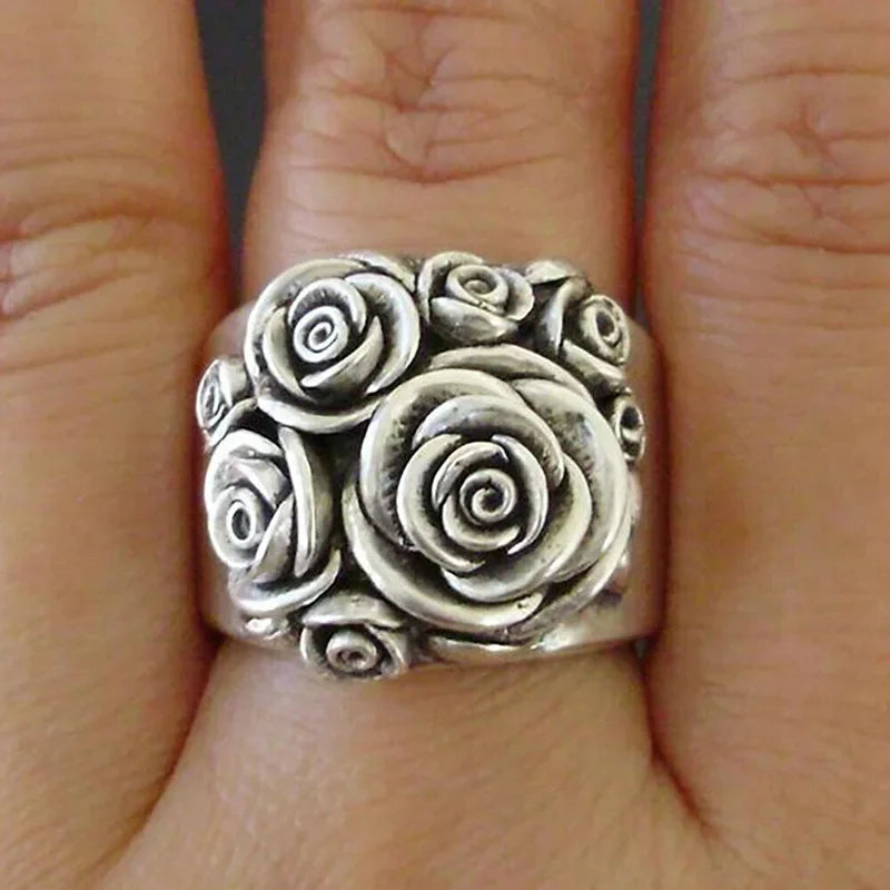 Retro Bohemian Legierung Blume Damen Metall Ring Vintage Geschnitztes Design Einzigartiges Mädchen Geschenk Weibliche Punk Ringe Schmuck Alem Ov Esperadda