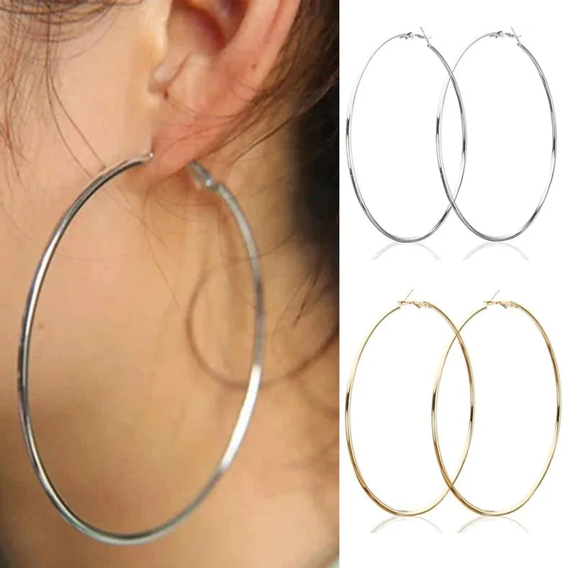 2 Stück 30–100 mm kleine große Kreis-Creolen für Damen und Herren, Edelstahl-Ohrring, Modeschmuck, Geschenk, Nachtclub, DJ