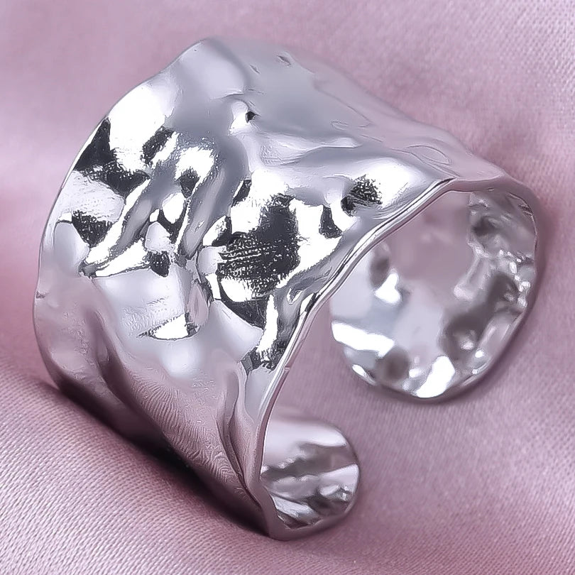 1/2/3 stücke mischen Farbe klobigen breiten Ring offene Edelstahl ringe für Frauen Männer Accessoires unregelmäßige Oberfläche kpop Modeschmuck