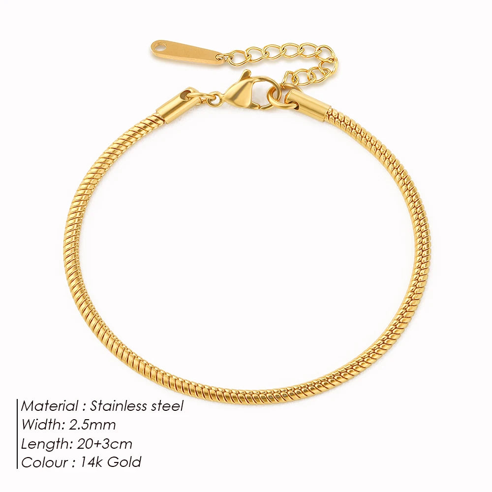 Emanco vergoldete runde Schlangen kette barfuß Strand Fuß schmuck einfachen Stil Metall Textur Geschenk für ihre Fabrik direkten Versand