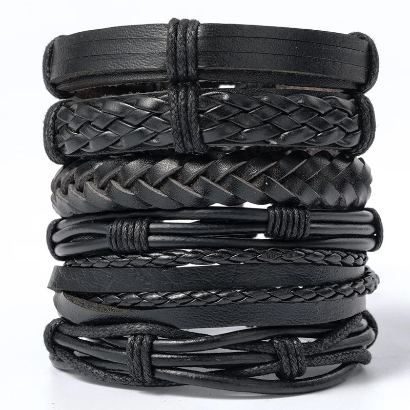 Mode Armband Viking Armband für Männer Hand Armbänder gewebt Schädel Hand Schmuck verstellbare Leder Set Viking Mann Armband
