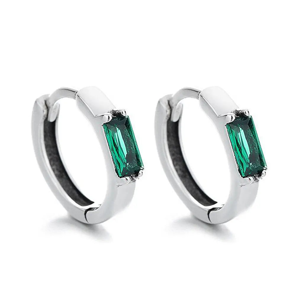 Ohrstecker aus 925er-Sterlingsilber, quadratisch, grüner Zirkon, Hochzeit, für Damen und Herren, Piercing, Luxus-Schmuck, Accessoires, Großhandel