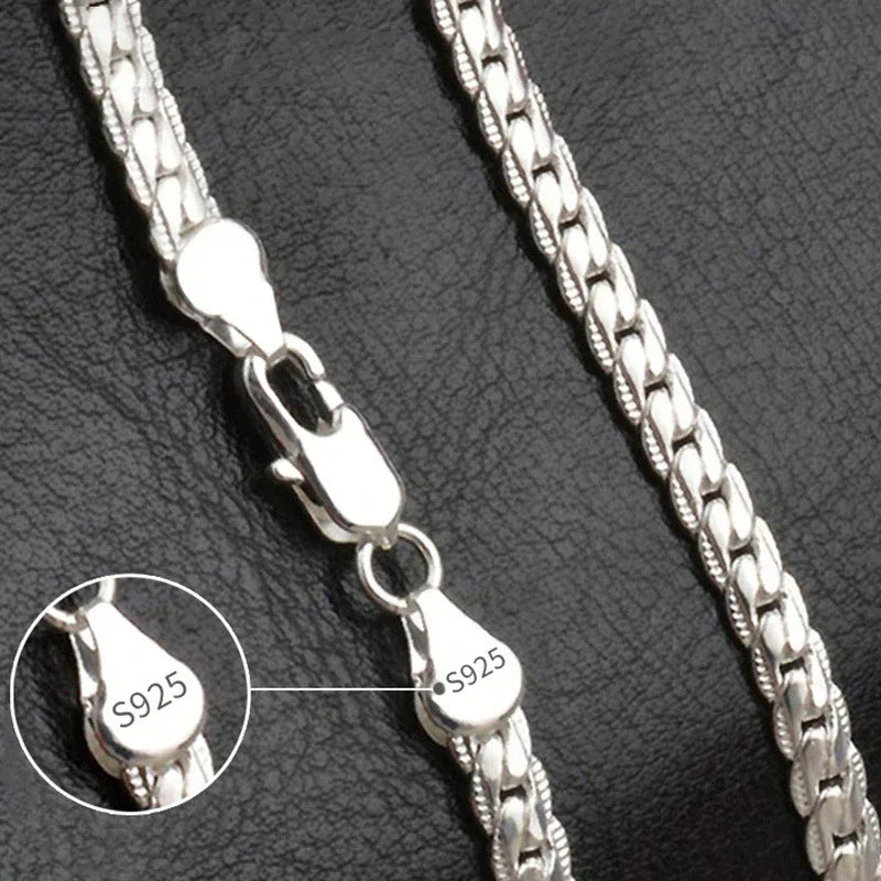 18K Gold Farbe Silber Farbe 6mm Seitlich Halskette 8/18/20/24 Zoll Kette Für Frau Männer Mode Hochzeit Verlobung Schmuck