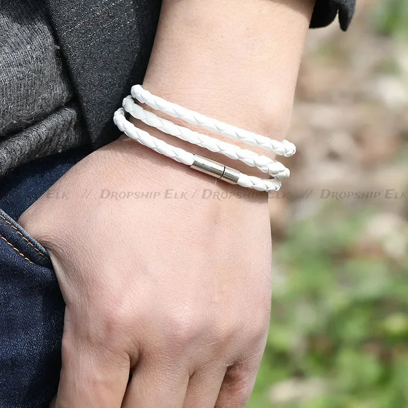 Mehr schicht ige Leder armbänder Frauen Männer Punk Armband Geflecht Armreifen hand gefertigte Seil wickel Armbänder Geburtstags feier Glücks geschenk