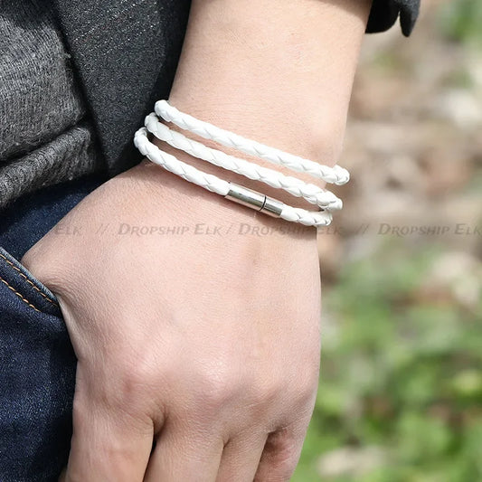 Mehr schicht ige Leder armbänder Frauen Männer Punk Armband Geflecht Armreifen hand gefertigte Seil wickel Armbänder Geburtstags feier Glücks geschenk