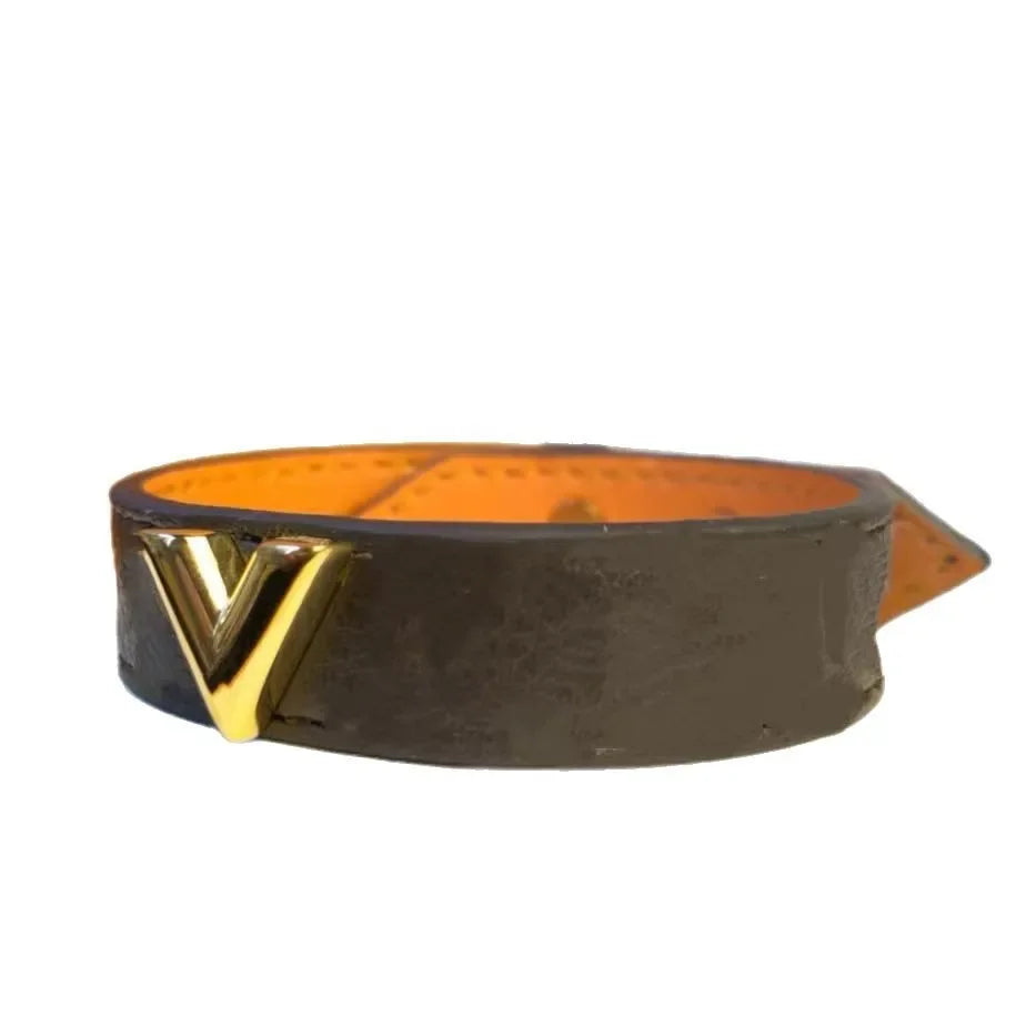 Paar Gold V-Logo Lederarmband Gelber Boden Herren Damen Handkette Modeschmuck Accessoires Chinesische Marke