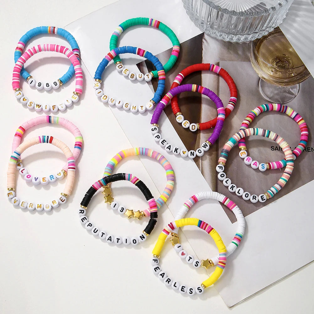 11/14pc bunte Freundschaft bänder für Taylor Swift Fans verstellbares Album inspiriert Armband Stretch Letter Perlen Armbänder