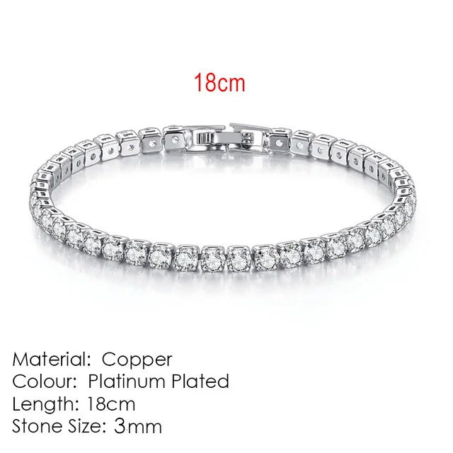 Silber Farbe 2,5/3/4/5mm Zirkon Tennis Armband Für Frauen Männer Dazzling Kristall Hand kette Hochzeit Geschenk Punk Mode Schmuck
